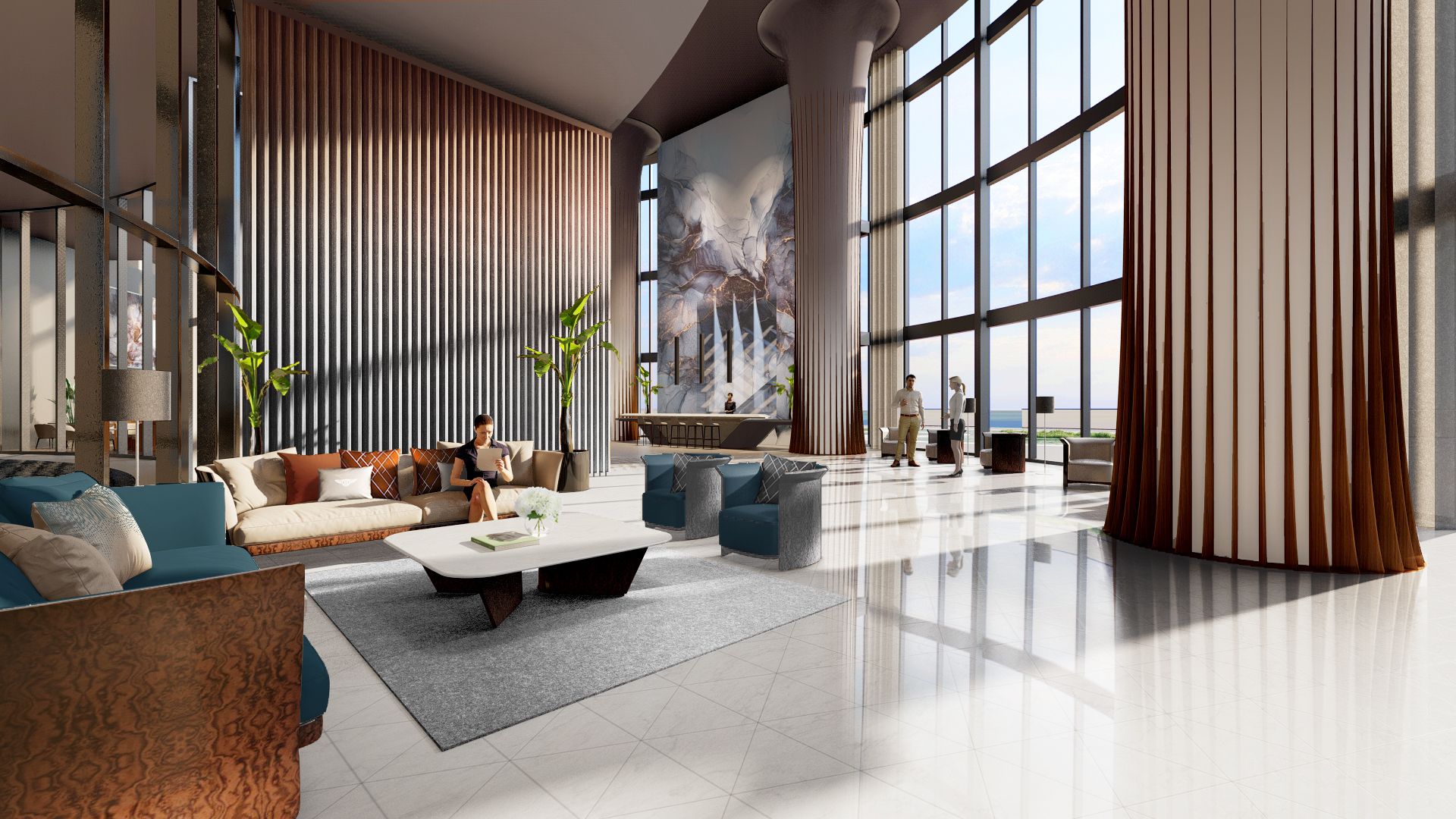 Three-Storey Lobby — Bentley Residences Miami