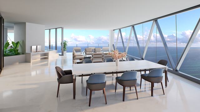 East Unit — Dining Area & Pool Terrace — Bentley Residences Miami