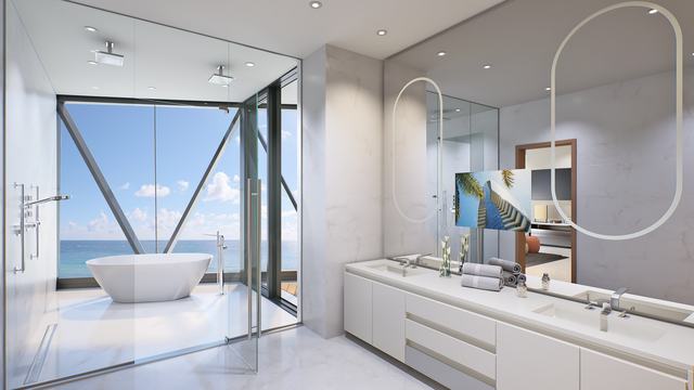 East Unit — Master Bathroom — Bentley Residences Miami