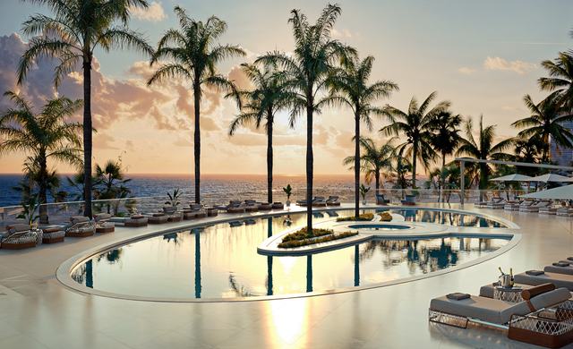 Resort Pool Deck — Sunset — Bentley Residences Miami
