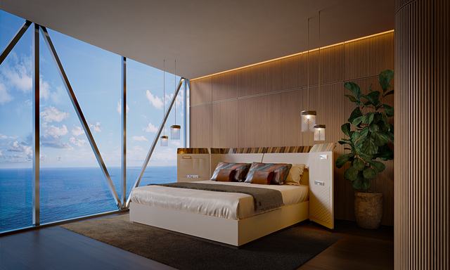 Penthouse — Bedroom with Ocean View — Bentley Residences Miami