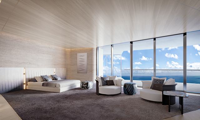 Penthouse — Bedroom with Pendants — Bentley Residences Miami