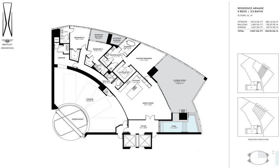 Residence Arnage — Floors 16 & 41 — floor plan