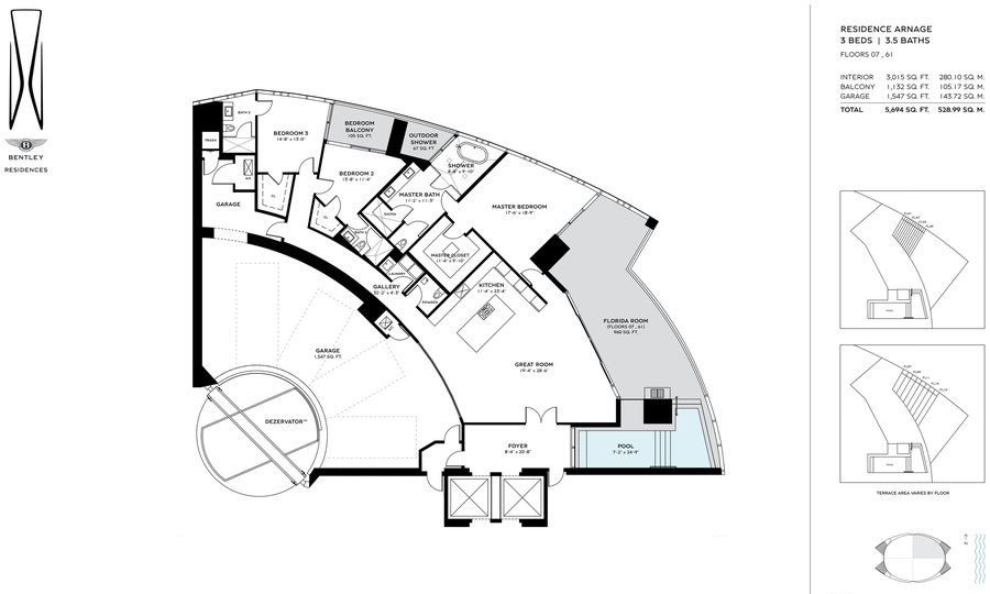 Residence Arnage — Floors 7 & 61 — floor plan