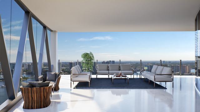 West Unit — Covered Terrace — Bentley Residences Miami