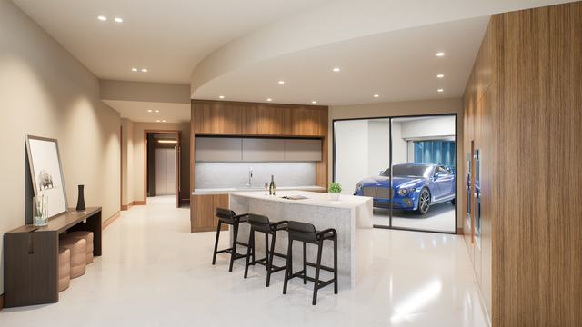 West Unit — Open-Plan Kitchen & Bar — Bentley Residences Miami
