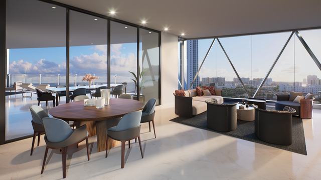 West Unit — Dining & Lounge — Bentley Residences Miami